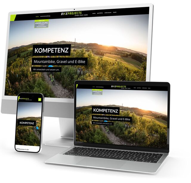 Referenzbild der Startseite von bike-projects.com für Desktop, Laptop und Smarthone